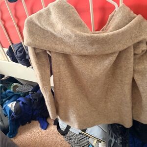 Abercrombie & Fitch Tan Off-the-Shoulder Sweater